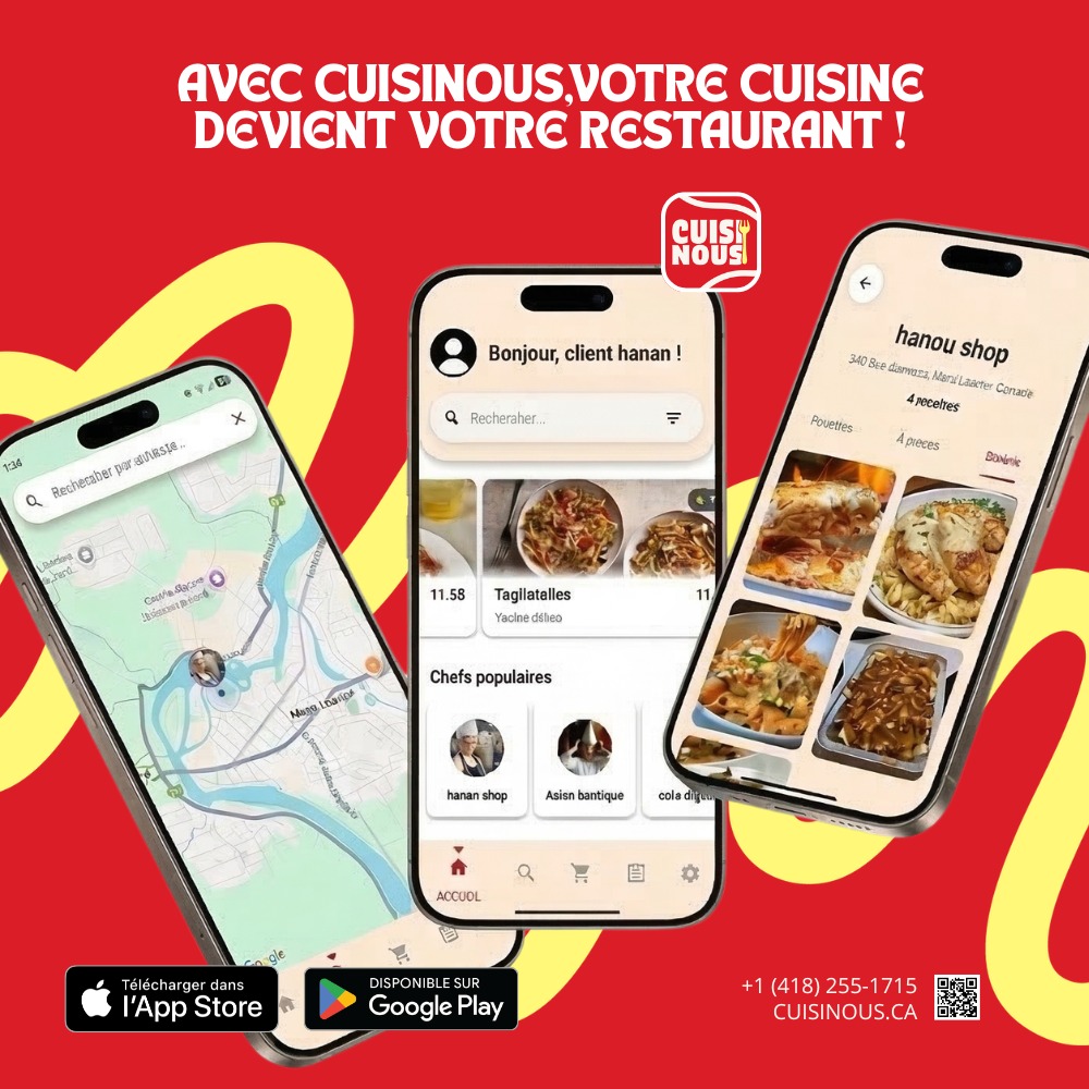 Application Cuisinous — Commandez des repas faits maison près de chez vous
